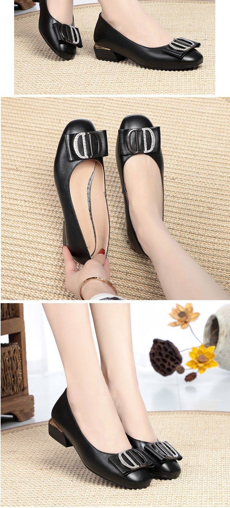 Giày Búp Bê Nữ Da Mềm Chiều Cao Đế Khoảng 3cm Màu Đen, Trắng chi tiết 4