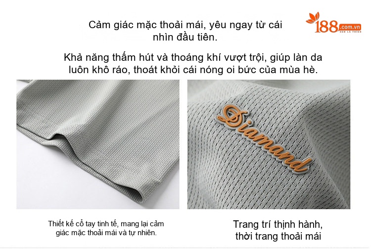 Áo Thun Nam Tay Ngắn Form Rộng Cổ Tròn Mỏng Mát Màu Xám, Đen, Xanh... chi tiết 5