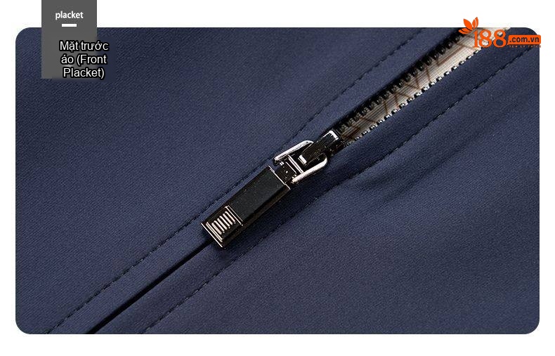Áo Khoác Nam Cổ Bẻ Khóa Kéo Phong Cách Doanh Nhân Màu Xanh Navy chi tiết 16