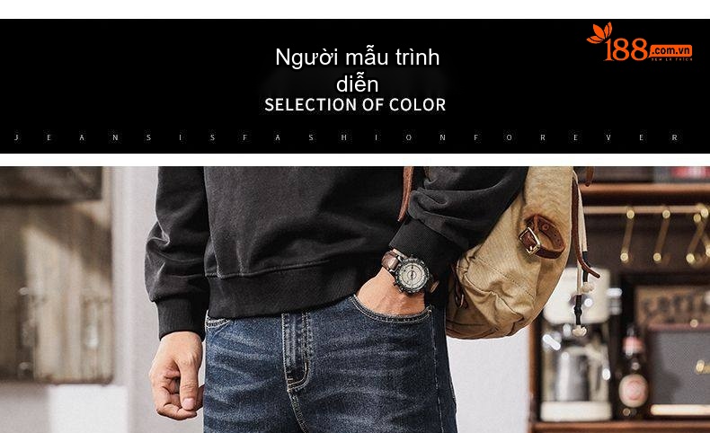 Quần Jean Nam Ống Đứng Co Giãn Cao Cấp Phong Cách Châu Âu Màu Xanh Đen chi tiết 6