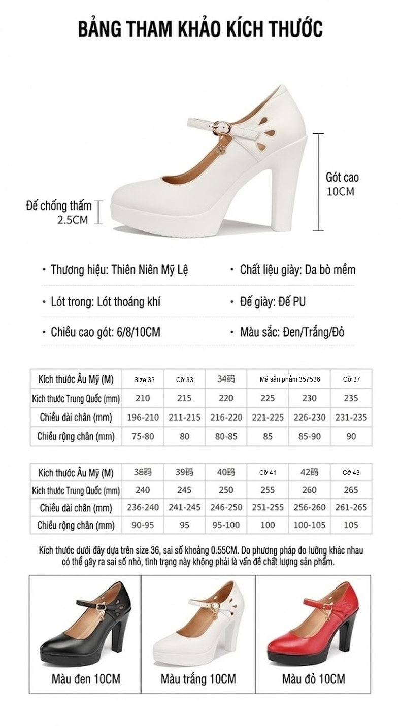 Giày Cao Gót Nữ Da Thật Mũi Nhọn Chiều Cao Đế Khoảng 7cm Màu Trắng, Đen, Đỏ chi tiết 4