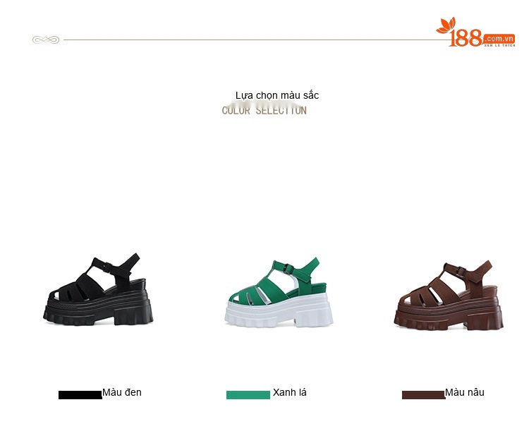 Dép Sandal Nữ Quai Hậu Lưới Đế Bánh Mì Đế Cao 5cm - 6cm Màu Đen, Xanh, Nâu chi tiết 4