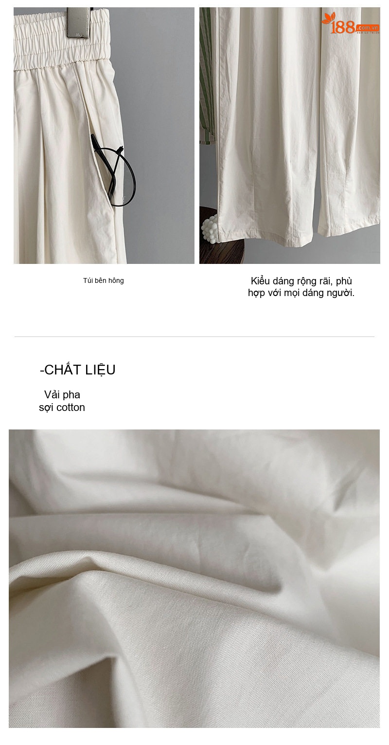 Quần Carrot Nữ Ống Rộng Phong Cách Retro Lưng Cao Màu Trắng, Xám, Kem, Xanh... chi tiết 4