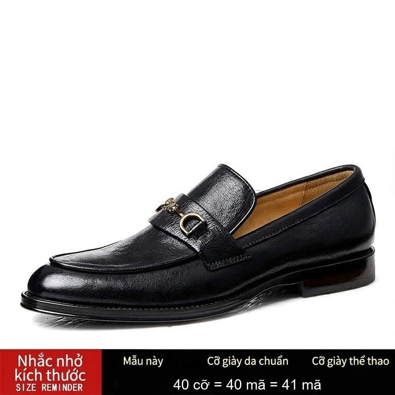 Giày Lười Nam Da Thật Cao Cấp Chiều Cao Đế Khoảng 3cm Màu Đen, Nâu