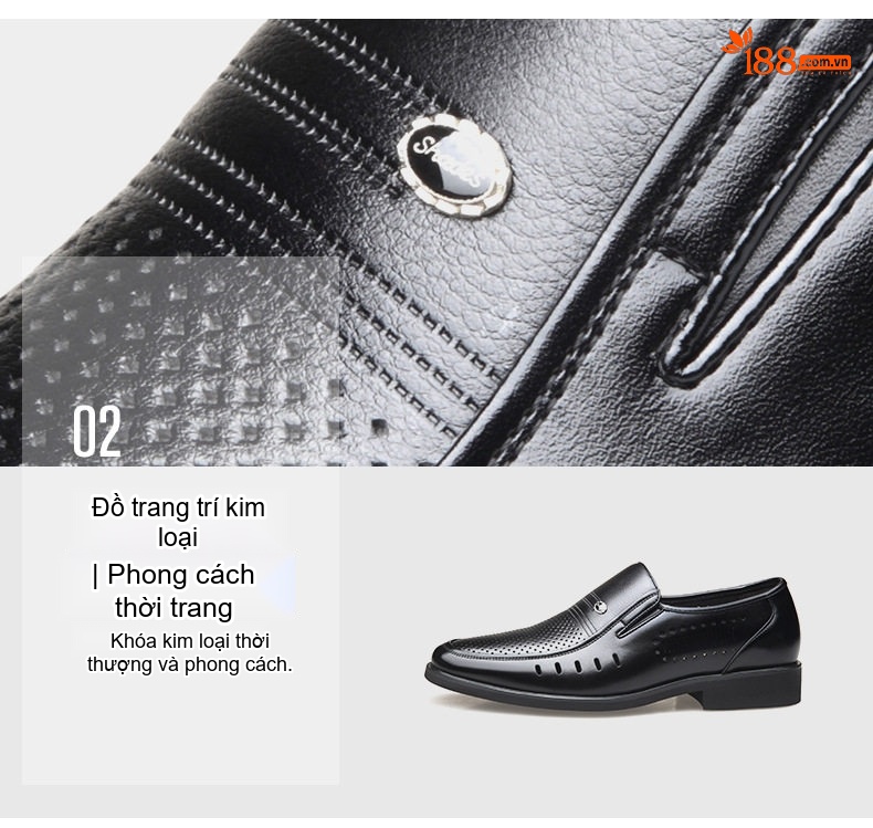 Giày Lười Nam Da Bóng Lót Lông Chiều Cao Đế 6cm Màu Đen, Nâu chi tiết 11