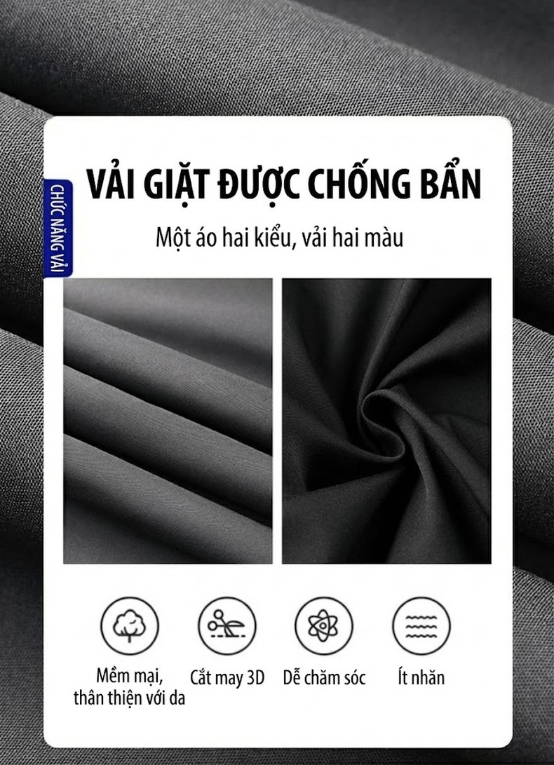 Áo Khoác Gió Nam Hai Mặt Phong Cách Ins Thời Trang Thu Đông Màu Kem, Đen, Xanh, Xám chi tiết 5