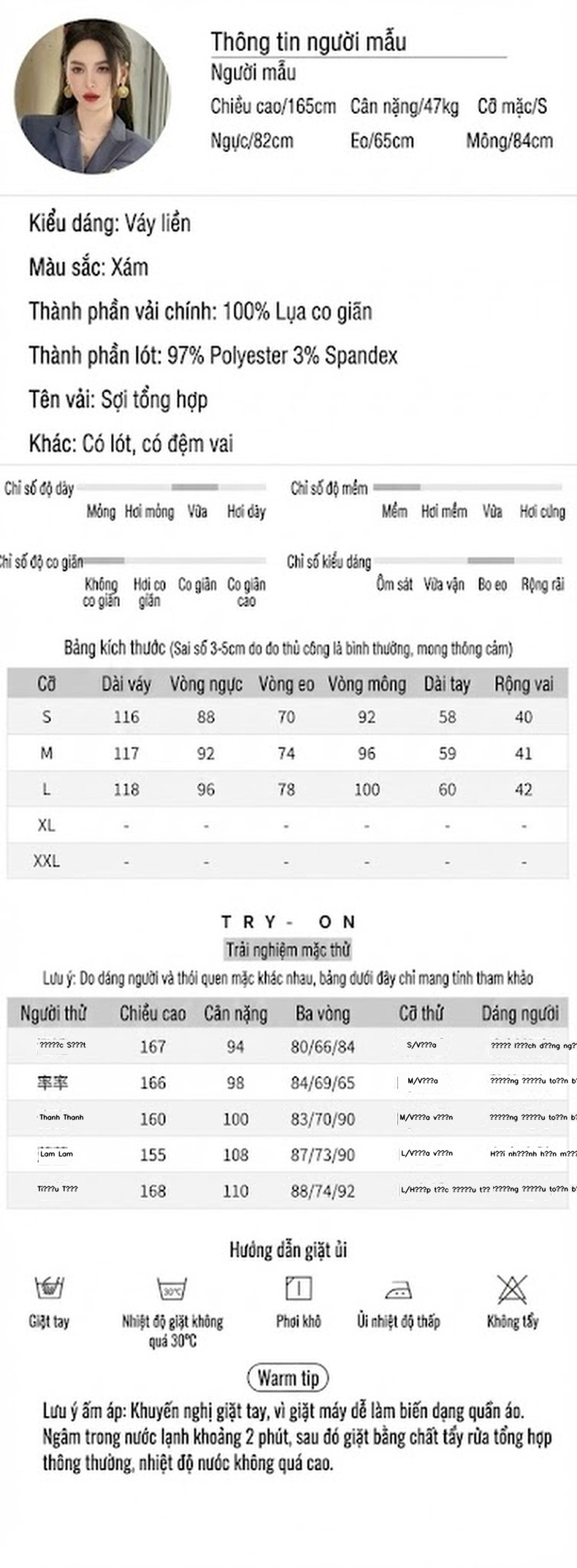 Váy Đầm Công Sở Nữ Dáng Ôm Hai Hàng Khuy Cổ chữ Vest Thanh Lịch Màu Xám chi tiết 2
