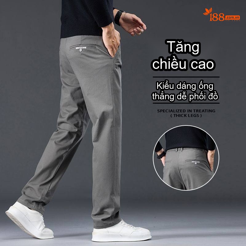 Quần Dài Nam Cotton Ống Đứng Co Giãn Thoải Mái Phong Cách Công Sở Màu Đen, Xám, Nâu