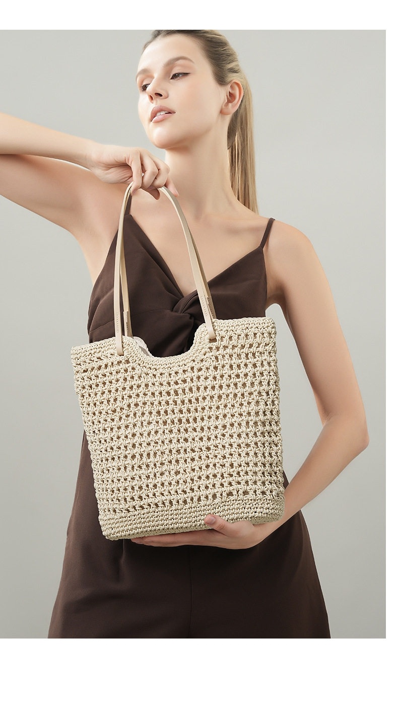 Túi Tote Nữ Đan Móc Thủ Công Lưới Lớn Đựng Đồ Đi Biển chi tiết 17