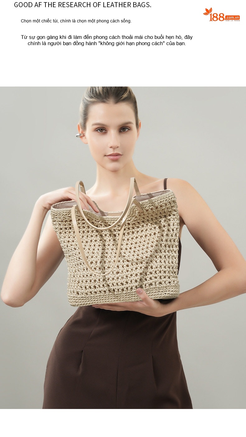 Túi Tote Nữ Đan Móc Thủ Công Lưới Lớn Đựng Đồ Đi Biển chi tiết 18