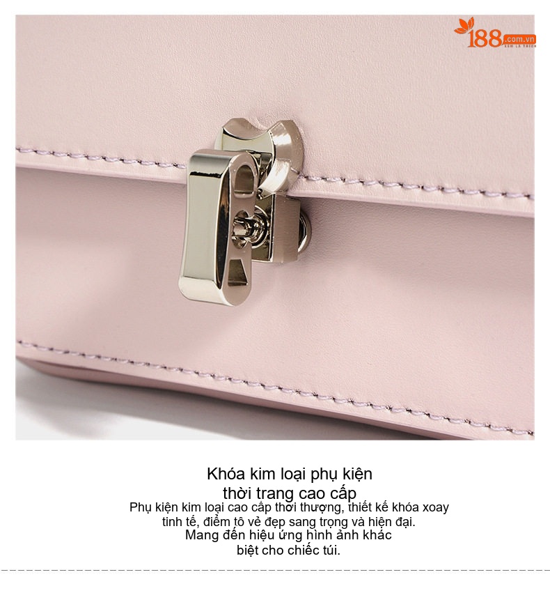 Túi Đeo Chéo Nữ Da Bò Mini Dây Xích Phong Cách Casual Màu Hồng, Xanh chi tiết 11