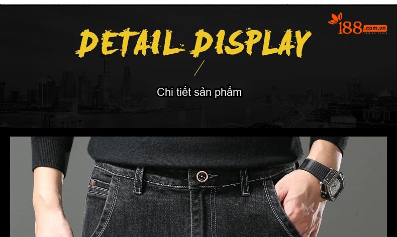 Quần Jean Nam Ống Suông Dáng Rộng Phong Cách Hàn Quốc Màu Đen, Xanh Đen chi tiết 21