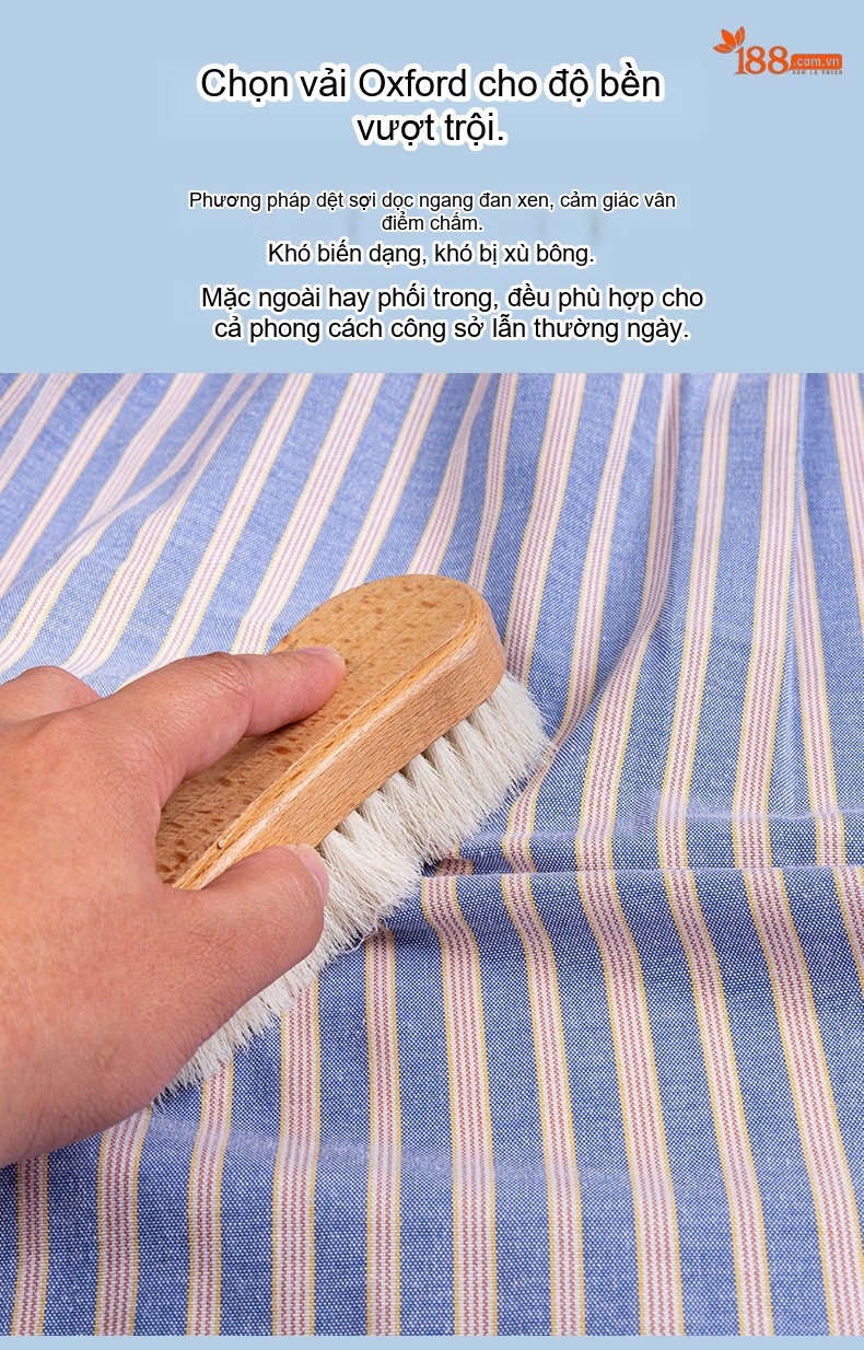 Áo Sơ Mi Nam Tay Dài Oxford Cotton Thoáng Khí Họa Tiết Kẻ Sọc Lớn Màu Xanh Dương, Đen, Trắng, Xám... chi tiết 11