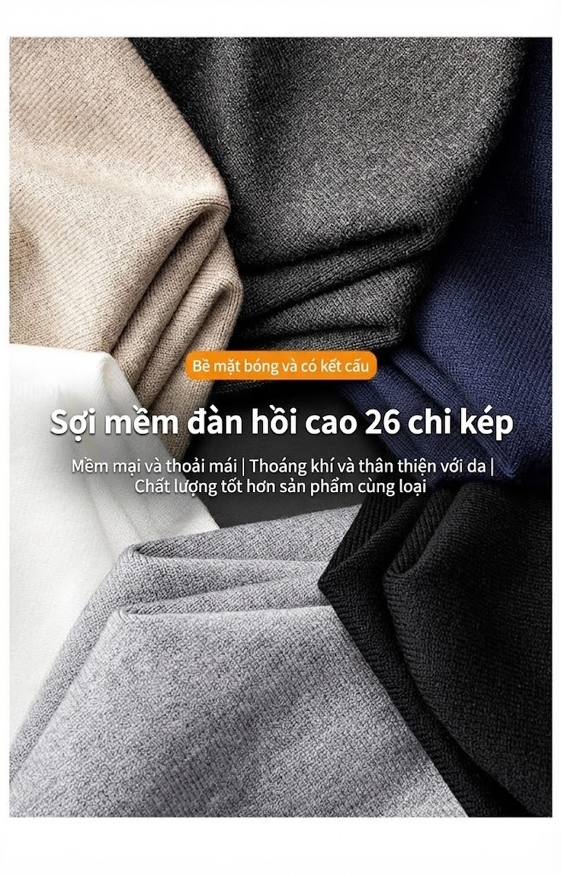Áo Len Nam Dệt Kim Cổ Sơ Mi Giả Hai Lớp Phong Cách Hàn Quốc Màu Đen, Xám, Trắng, Nâu chi tiết 2