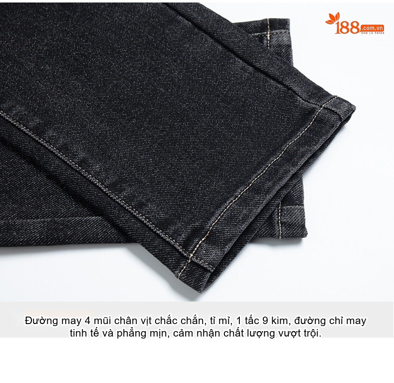 Quần Jean Nam Cotton Co Giãn Thoải Mái Dáng Ôm Vừa Vặn Màu Xanh Xám, Đen Xám chi tiết 27