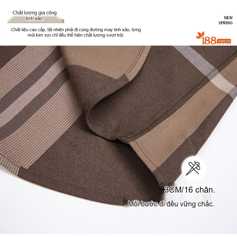 Áo Sơ Mi Dài Tay Nam Sợi Tre Họa Tiết Kẻ Caro Màu Xám, Nâu, Đen, Xanh Navy... chi tiết 3