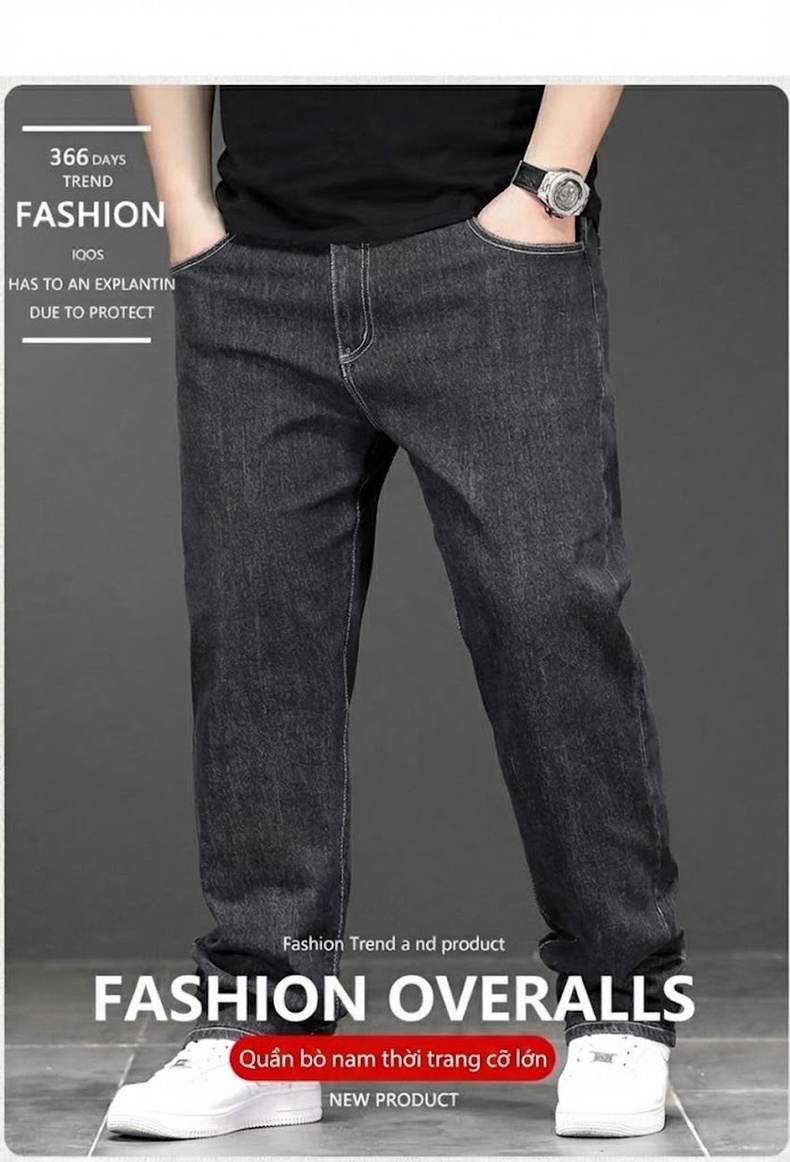 Quần Jean Dài Nam Cotton Co Giãn Dáng Ôm Màu Trắng, Đen chi tiết 21