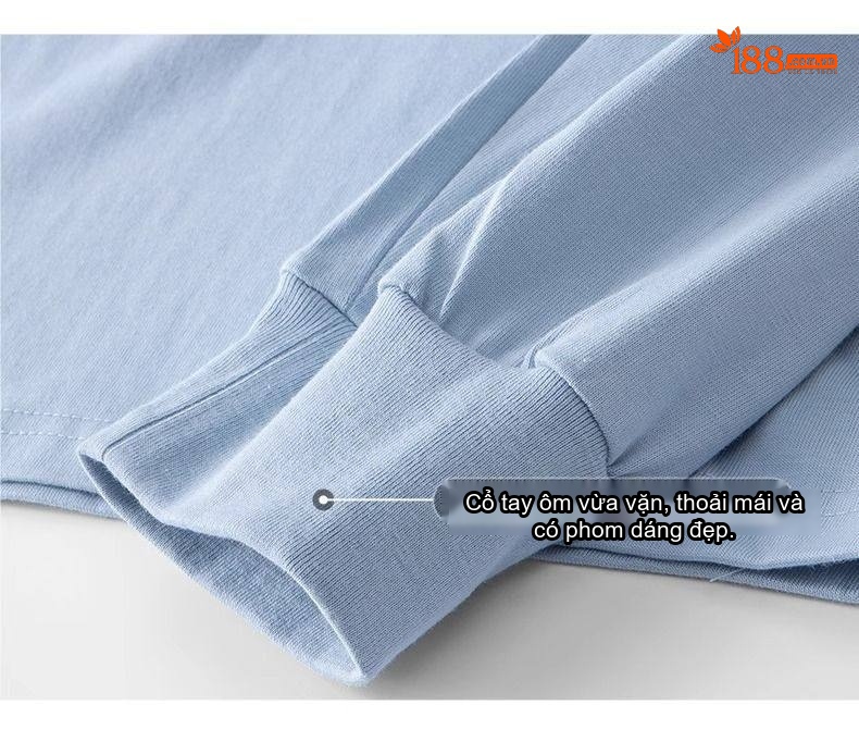 Áo Thun Tay Dài Nam Cotton 270g Cổ Tròn Dáng Rộng Màu Xám, Trắng, Đen, Xanh... chi tiết 28