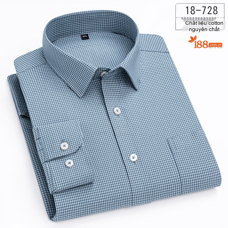 Áo Sơ Mi Nam Cotton Dài Tay Kẻ Caro Thời Trang Công Sở Thoải Mái Màu Đỏ, Xanh, Xám, Be...