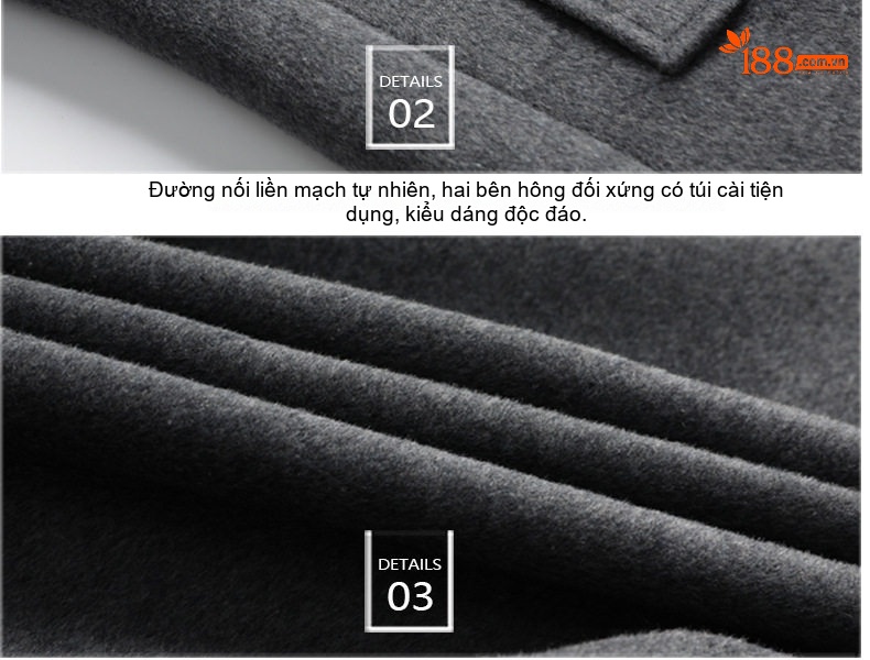 Áo Khoác Dạ Nam Dáng Dài Vừa Cổ chữ Vest Cài Nút Phong Cách Tối Giản Màu Đen, Xám, Nâu chi tiết 12