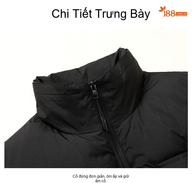 Áo Khoác Phao Nam Lông Vũ Dáng Ngắn Cổ Đứng Phong Cách Công Sở Màu Đen, Xám, Xanh Navy chi tiết 16