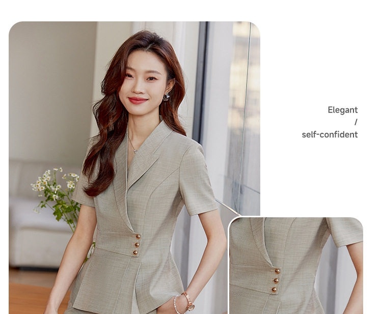 Set Bộ Vest Công Sở Nữ Tay Ngắn Dáng Ôm Chân Váy Màu Be, Xanh Navy, Đen chi tiết 10