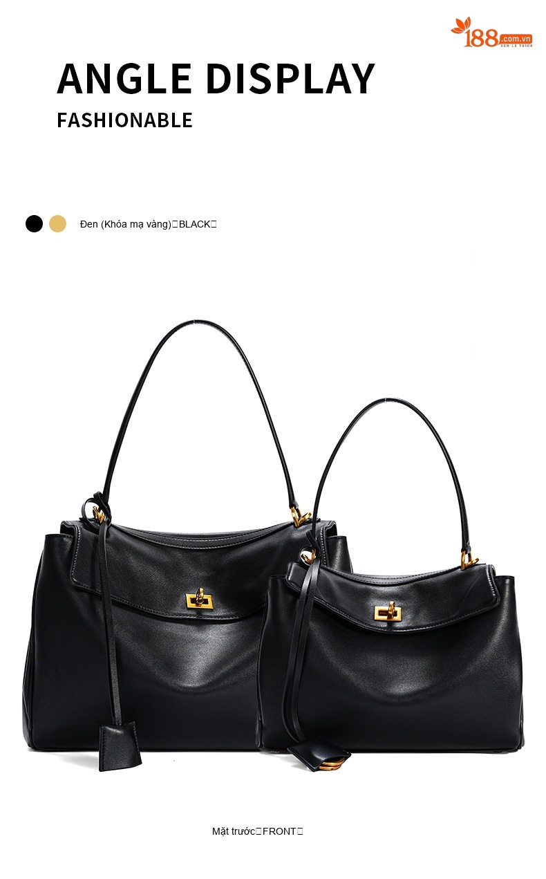 Túi Tote Da Bò Đeo Vai/Đeo Chéo Kiểu Rodeo Bag Sức Chứa Lớn Màu Đen, Trắng chi tiết 18