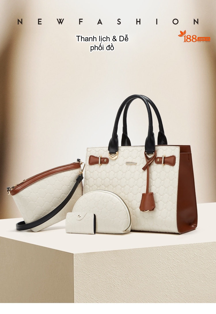 Bộ Túi Xách Tay, Túi Đeo Vai, Túi Clutch và Ví Nữ Da Bóng chi tiết 1