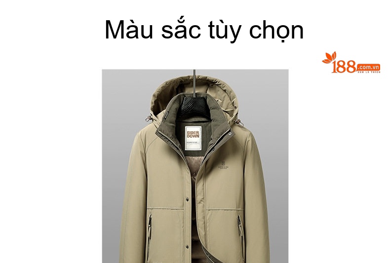 Áo Khoác Phao Nam Có Mũ Trùm Đầu Lót Lông Vịt Trắng 90 Giữ Ấm Thu Đông chi tiết 13