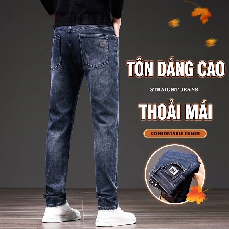 Quần Jean Nam Dáng Ôm Vừa Vặn Thoải Mái Màu Xám Đen chi tiết 18