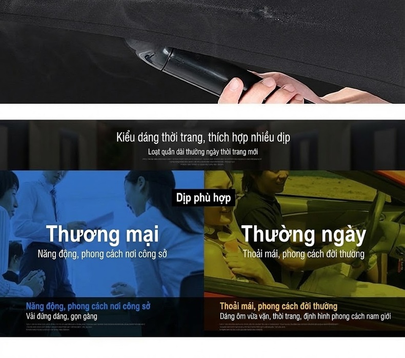 Quần Âu Nam Dáng Suông Lót Lông Dày Dặn Màu Đen chi tiết 10
