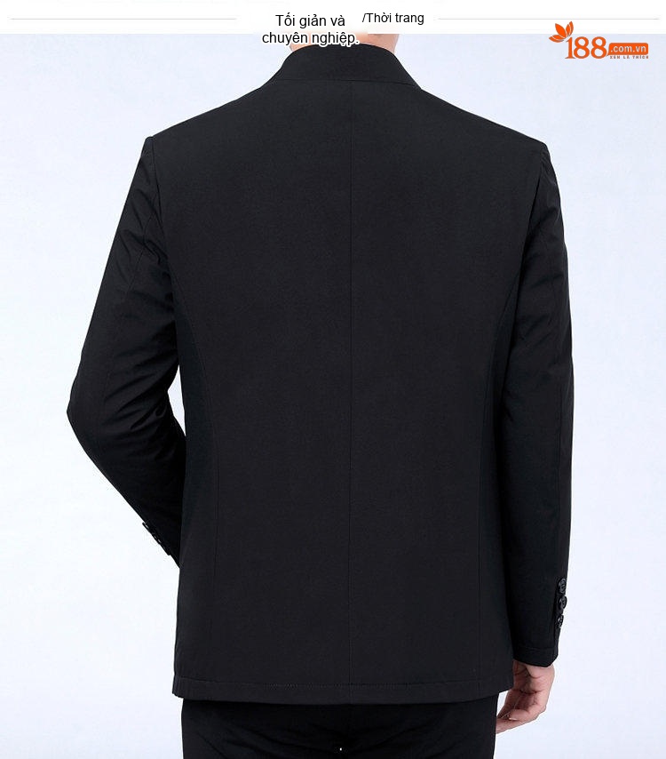 Áo Khoác Bông Nam Thu Đông Dáng Ôm Cổ Bẻ Màu Đen, Xanh Navy chi tiết 9