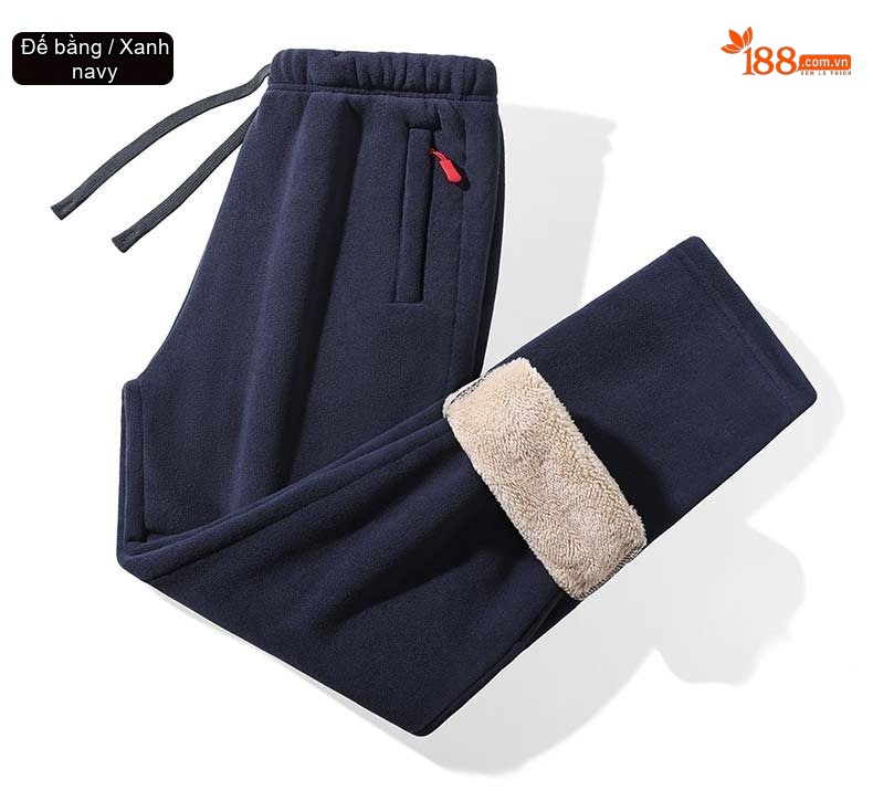Quần Dài Nam Lông Cừu Non Dày Dặn Giữ Ấm Dáng Rộng Màu Đen, Xanh Navy, Xám, Xanh Olive... chi tiết 16