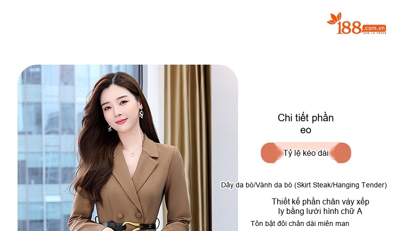 Bộ Vest Blazer Nữ Chân Váy Lưới Dáng Dài Thời Trang Thu Đông Màu Nâu, Đen, Xanh, Cam chi tiết 16