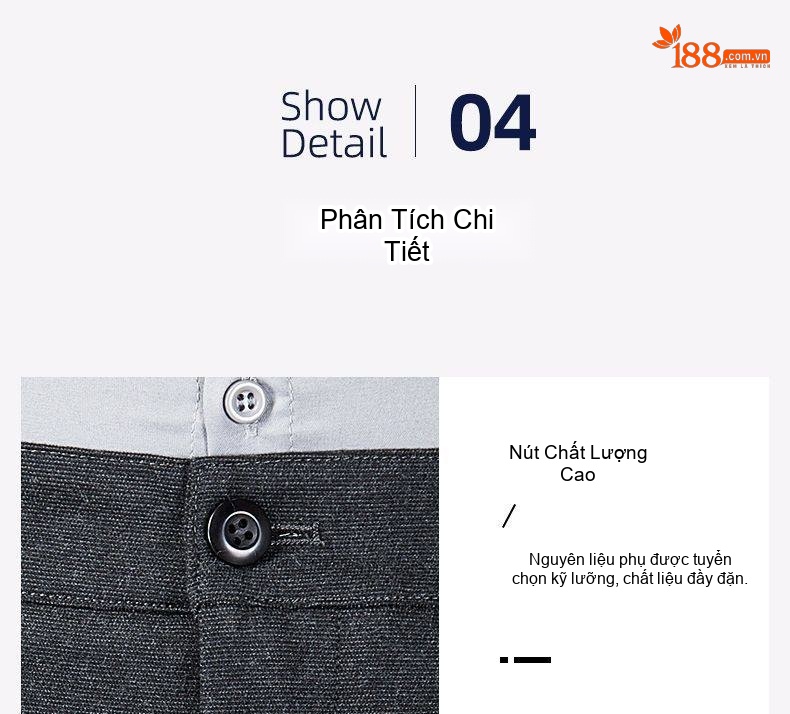 Quần Âu Nam Mềm Mại Wool Co Giãn Dáng Ôm Vừa Màu Xám, Nâu, Đen chi tiết 9