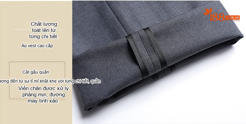 Bộ Vest Nam Cao Cấp 3 Món Phong Cách Doanh Nhân Lịch Lãm Màu Xám chi tiết 25
