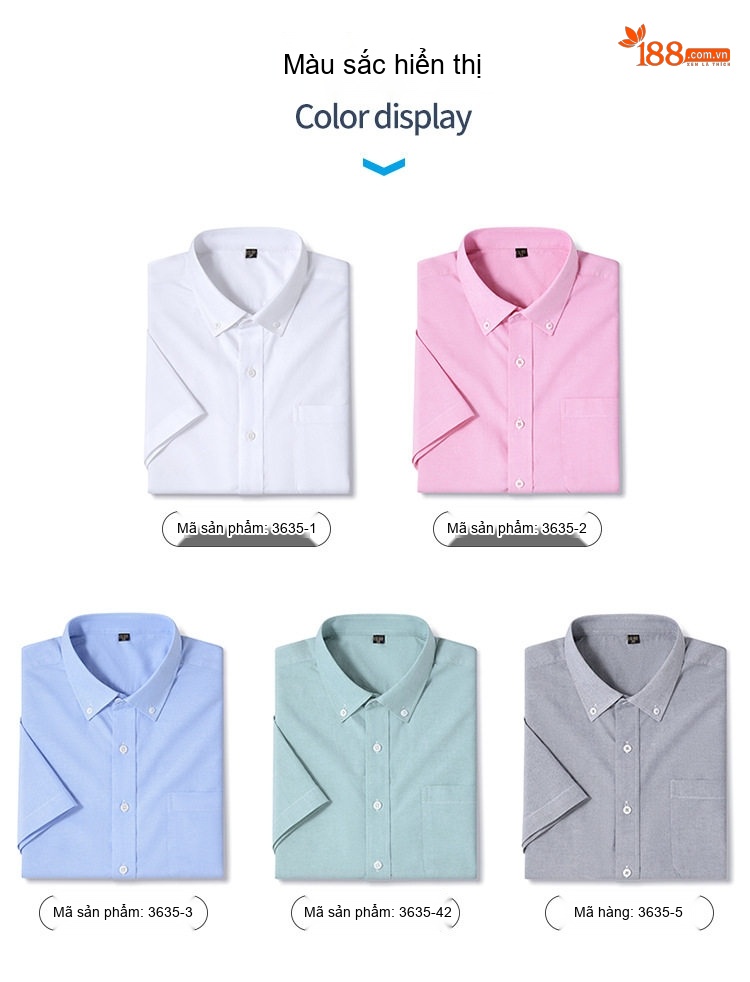 Áo Sơ Mi Tay Ngắn Nam Cotton Oxford Màu Trắng, Xanh Dương, Xanh Mint, Hồng... chi tiết 19