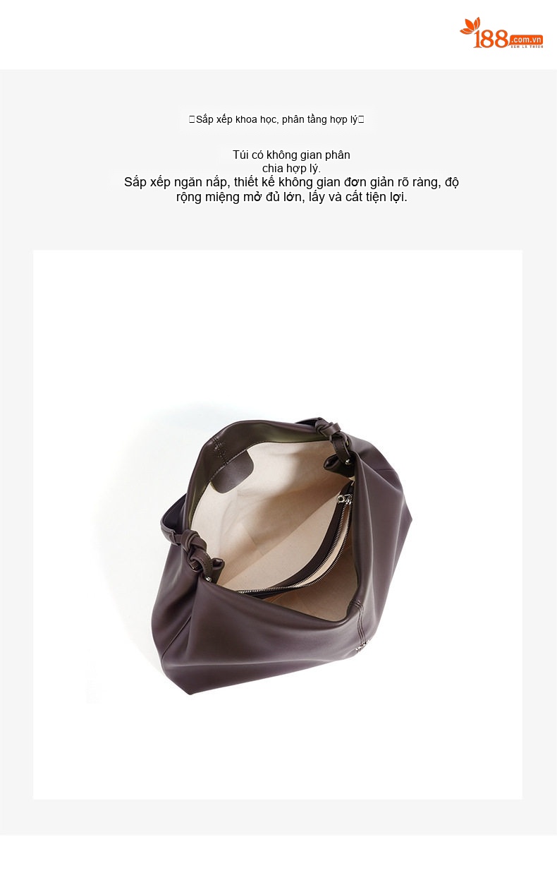 Túi Đeo Vai Nữ Da Mềm Form Tote Lớn Đựng Vừa A4 Phong Cách Công Sở Màu Nâu, Be, Xanh Olive chi tiết 10