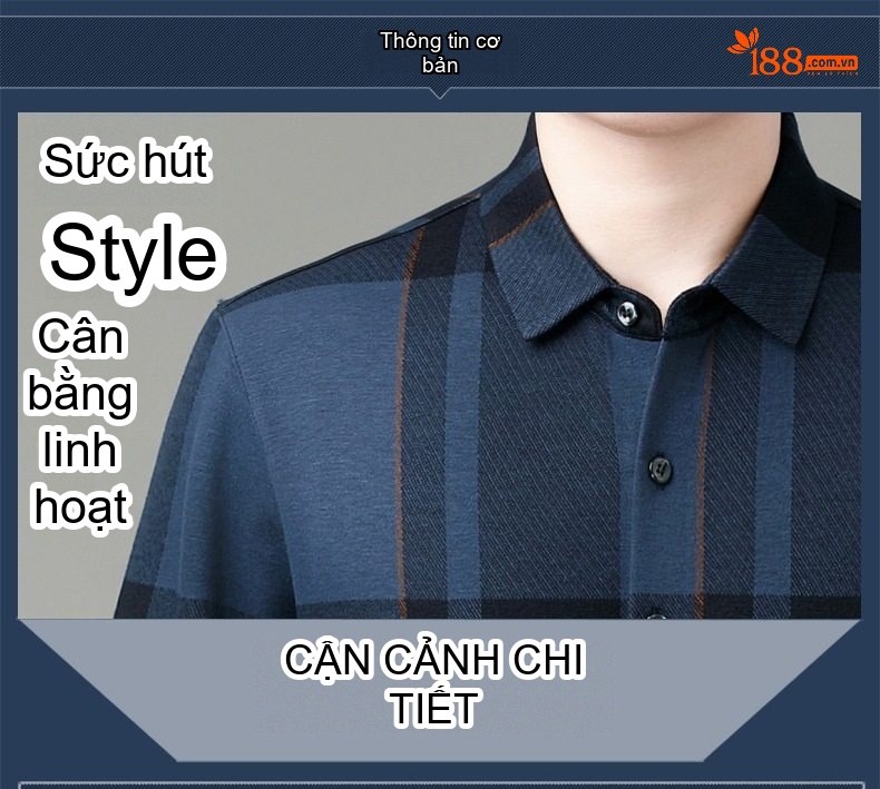 Áo Sơ Mi Nam Lông Chồn Dệt Kim Caro Chống Nhăn Giữ Ấm Màu Xanh Navy, Đỏ chi tiết 2