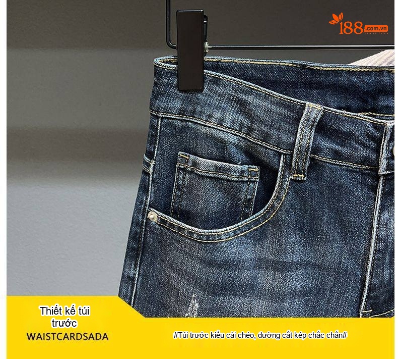 Quần Jean Dáng Suông Nam Cotton Màu Xanh Nhạt, Xám, Đen chi tiết 15