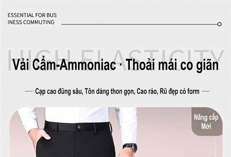 Quần Tây Nam Dáng Suông Bốn Chiều Co Giãn Chống Nhăn Cao Cấp Màu Đen, Xám, Be, Xanh Navy chi tiết 1