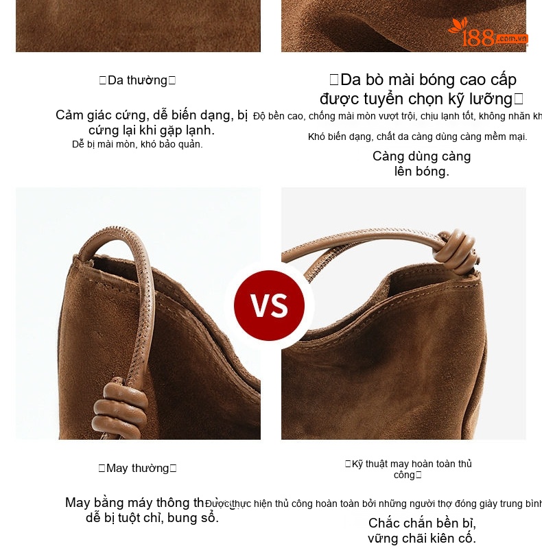 Túi Đeo Chéo Nữ Da Thật Suede Túi Xách Tay Mini Da Bò Mờ Phong Cách Thu Đông Màu Nâu, Đen chi tiết 4