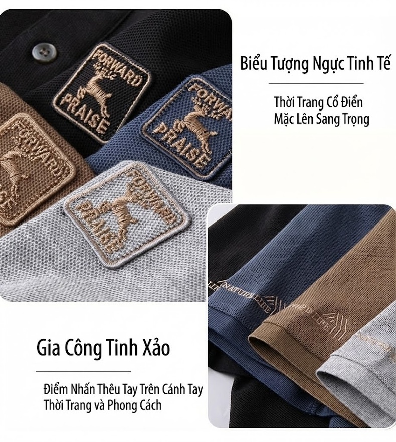 Áo Thun Polo Nam Cotton Tay Ngắn Form Rộng Cổ Bẻ Màu Xám, Nâu, Đen, Xanh Navy... chi tiết 11