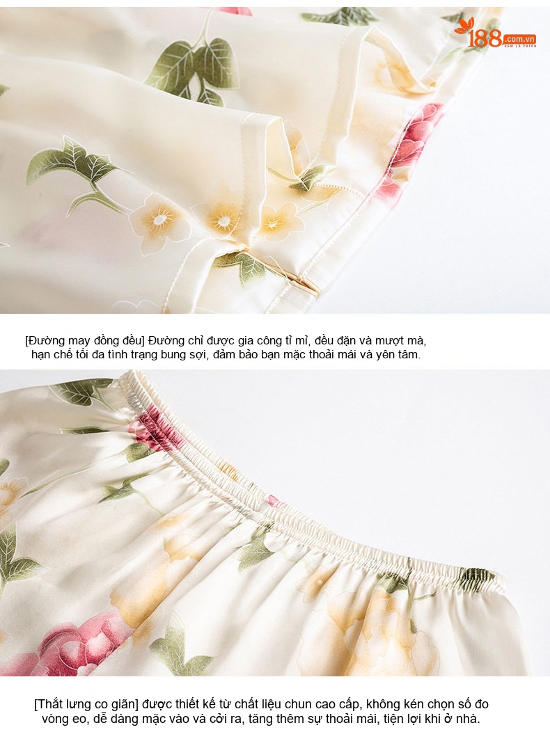 Bộ Pijama Lụa Tơ Tằm Dài Tay Nữ Size Lớn Họa Tiết Hoa Mùa Thu chi tiết 43