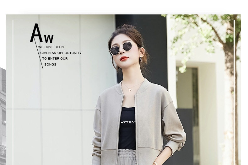 Bộ Quần Áo Nữ Thu Đông Phong Cách Hàn Quốc Thiết Kế Áo Khoác và Quần Ống Rộng Màu Be, Trắng chi tiết 4