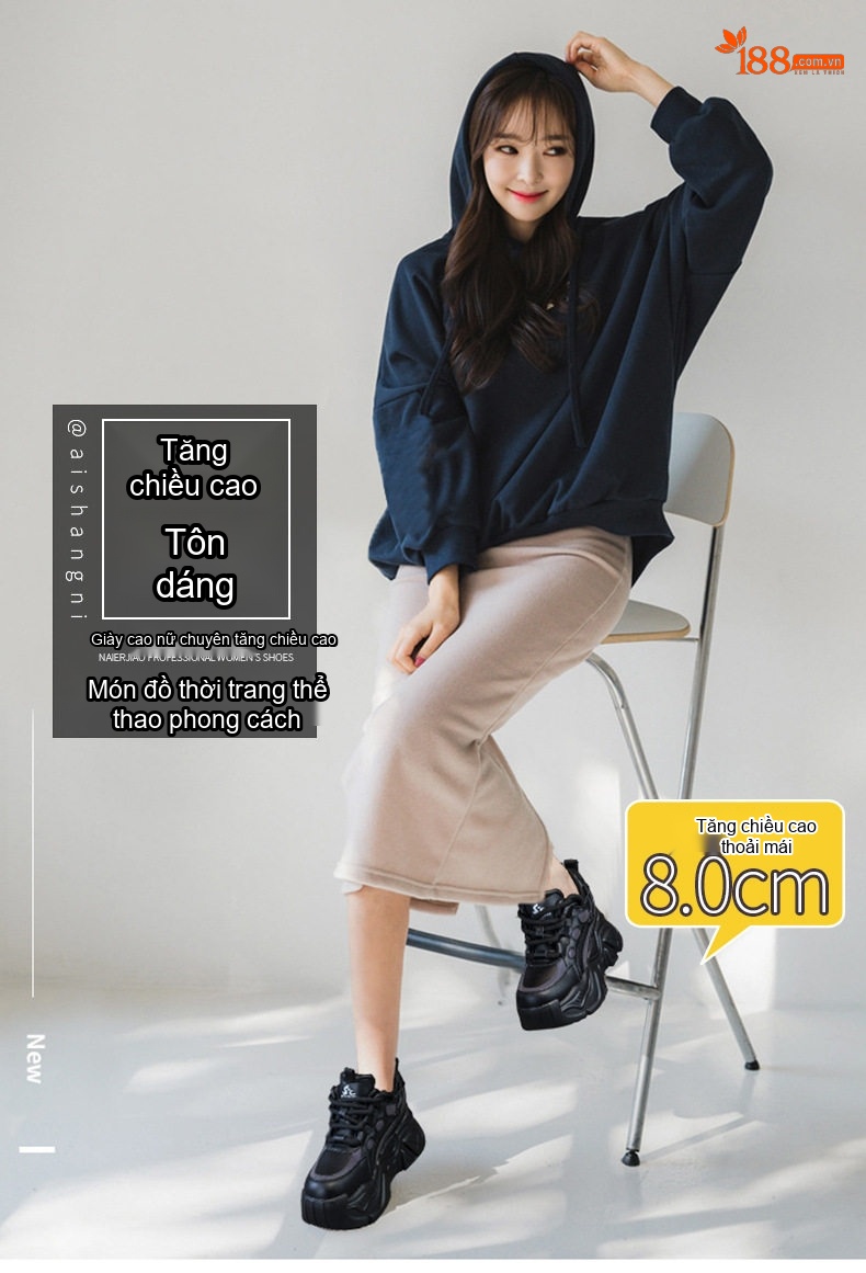 Giày Thể Thao Nữ Đế Xuồng Chiều Cao Đế Khoảng 5cm Phong Cách Ulzzang Màu Trắng, Đen, Kem... chi tiết 1