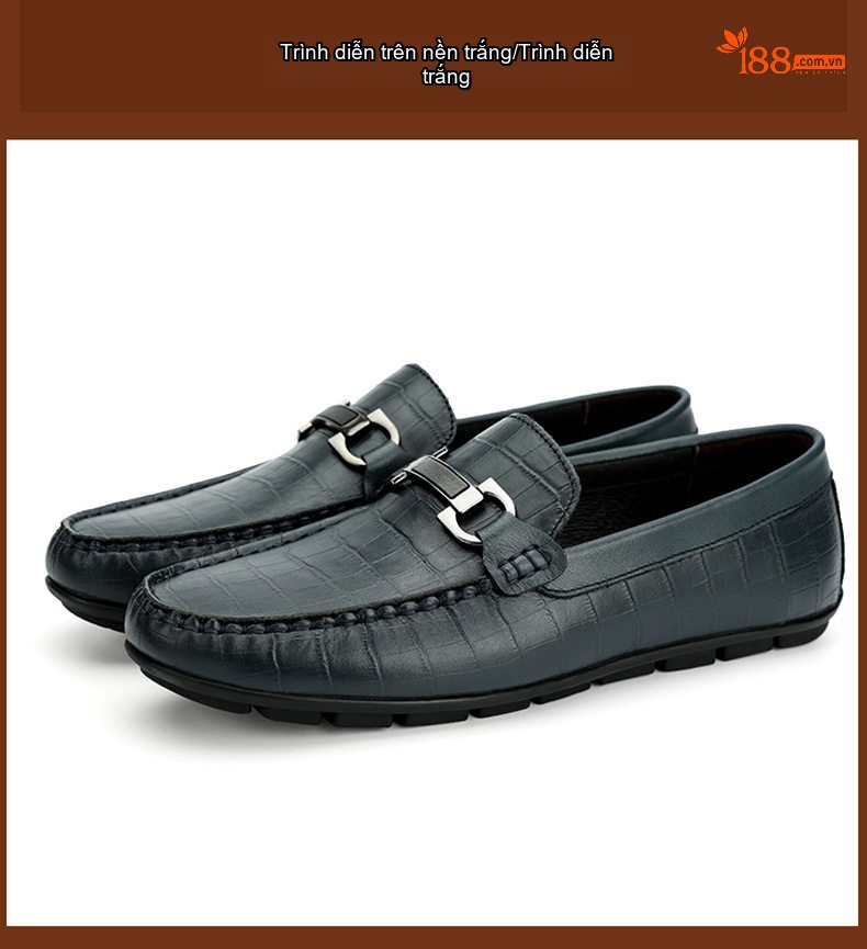 Giày Lười Nam Da Vân Cá Sấu Chiều Cao Đế Khoảng 2cm Màu Đen, Xanh Navy chi tiết 21
