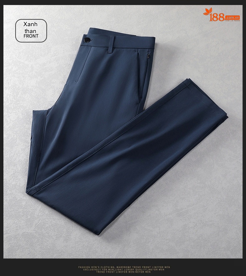 Quần Tây Nam Dáng Ôm Vừa Vặn Mỏng Nhẹ Màu Xám, Đen, Kem, Xanh Navy chi tiết 7