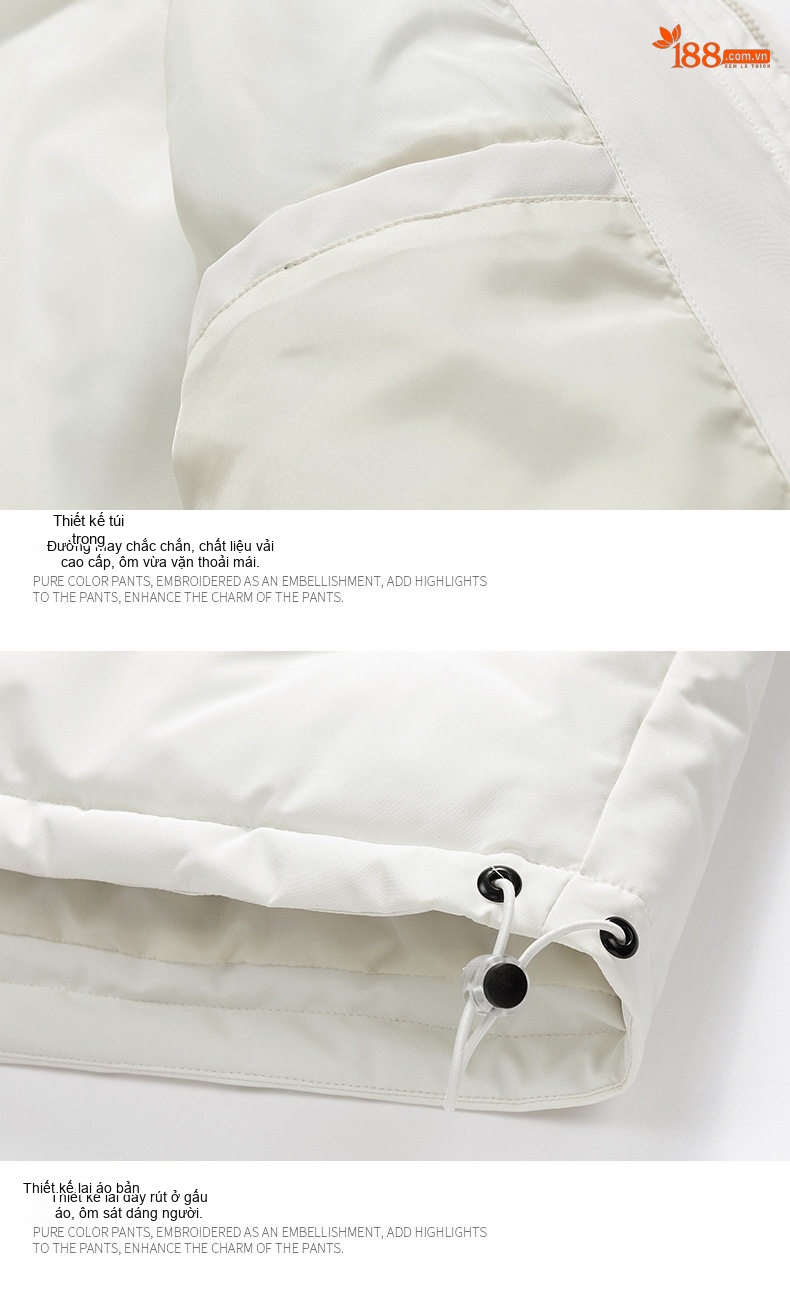 Áo Khoác Cotton Nam Nữ Dáng Rộng Mũ Trùm Đầu Kiểu Mỹ Dày Dặn Màu Đen, Tím, Đỏ, Kem... chi tiết 8
