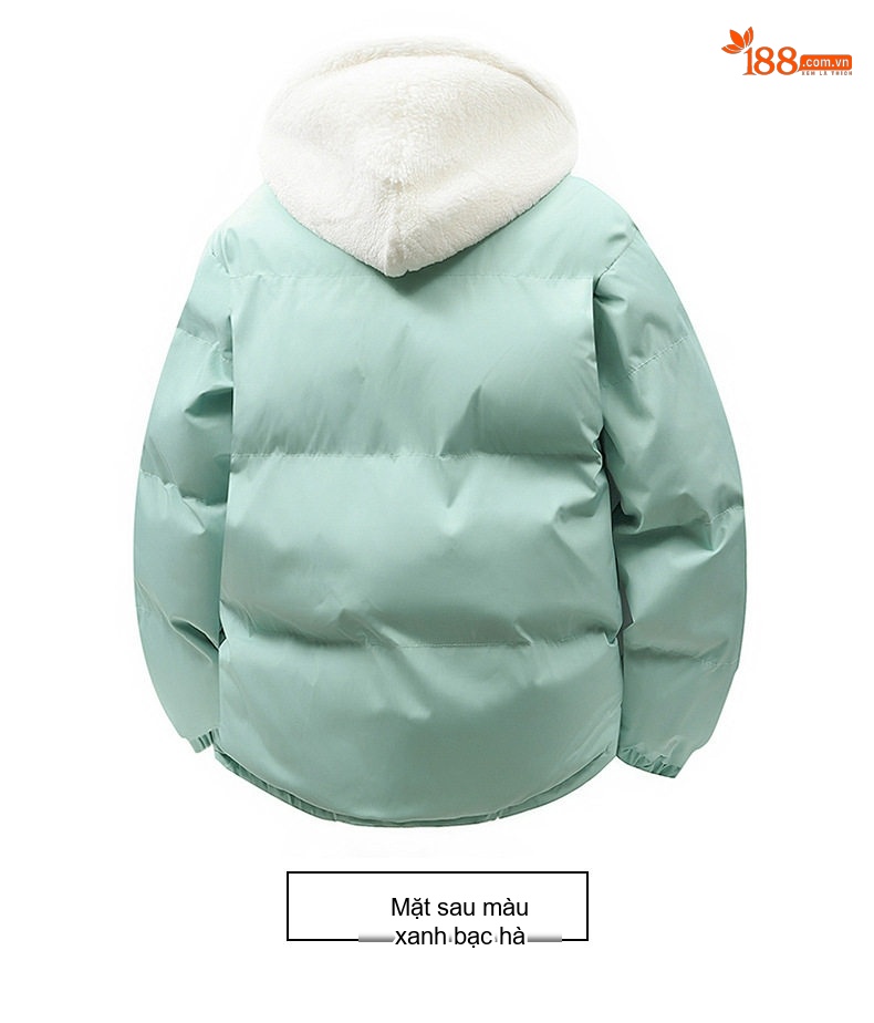 Áo Khoác Cotton Nam Lông Cừu Non Hai Lớp Dày Dặn Có Mũ Trùm Đầu Màu Trắng, Xanh Dương, Xanh Lá, Hồng... chi tiết 22
